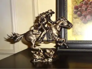 Faux Bronze Riding Cowgirl 2 Wild West Figurine!