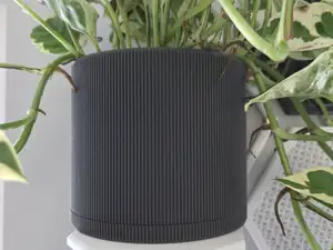 Flowers Plant pot ribbed planter with drip tray