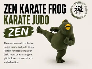 Zen Karate Frog Cute kawaii Judo Pose Decor