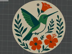 llavero colibri estilo arte escandinavo