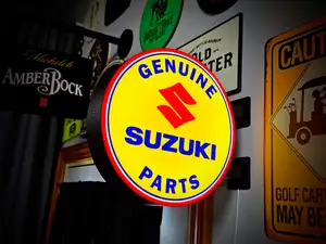 VINTAGE SUZUKI - 2-Sided Gas Station Lightbox Sign