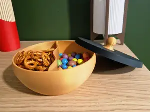 Dual Snack Bowl with Cover – Candy & Pretzels