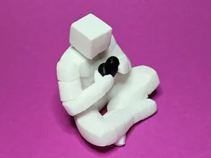 Minimalist Cube Figure holding a Heart