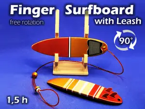 Finger Surfboard with Leash (free rotation)