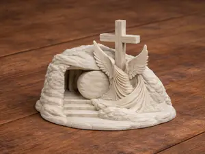 Jesus Christ Empty Tomb with Angel Wings – Risen