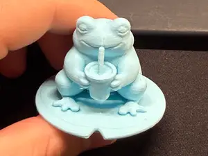 Frog Sipping Boba Tea on a Lily Pad