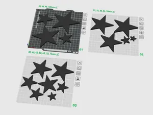 5mm stars ranging in size from 25mm to 100mm