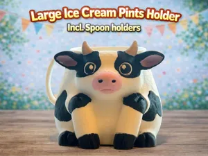 Black and White Cow Ice Cream Pints Holder
