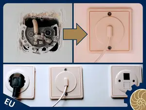 EU Wall socket cover with a cable output
