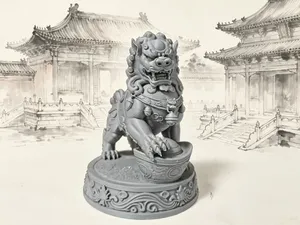 Chinese Wealth-Gathering Stone Lion Door Guardians