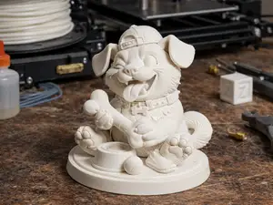 Cute Dog with Bone – Funny 3D Print Desk Figurine