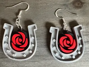 Run for the Roses - Horseshoe Rose Earrings