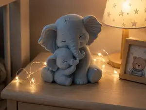 Baby Elephant Hug Sculpture Cute Nursery Decor
