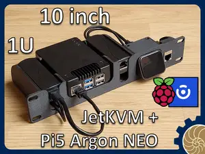 10 inch Rack 1U : JetKVM + Pi5 Argon NEO + PoE