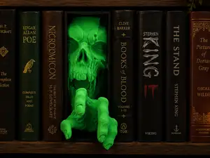 Zombie Skull Book Nook Horror Hand Bookshelf