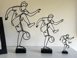 Footballer Line Art Sculpture
