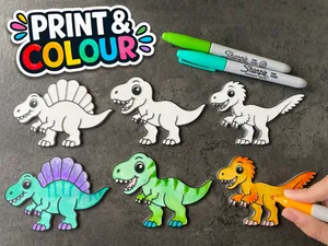 Dinosaur Colouring Set x 3 - Print & Colour