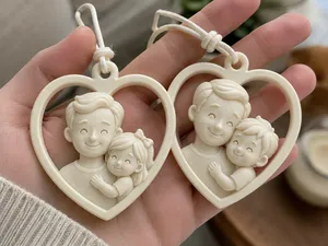 Father & Child Heart Keychains – 3D Printable Gift
