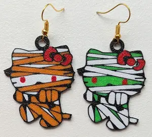 Cat with bow Halloween Zombie Earrings, 2 Designs