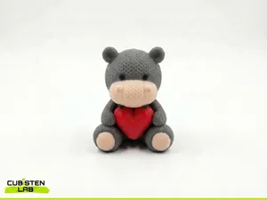 Knitted Hippo with Heart - Love Decoration Figure