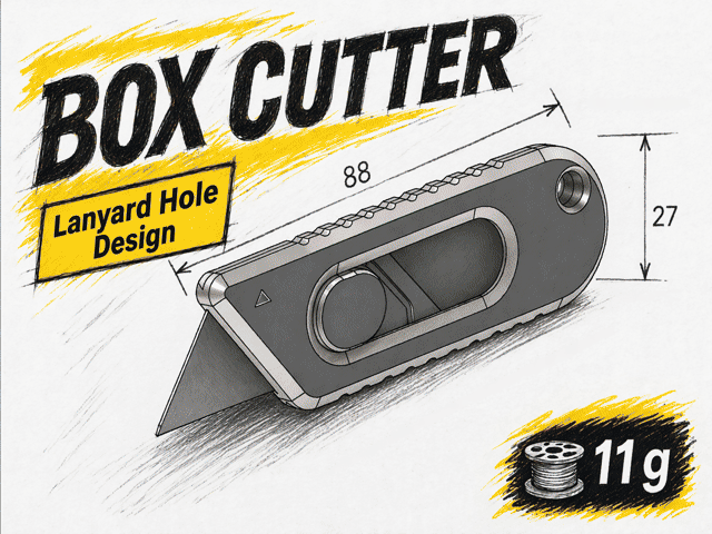 Box Cutter Utility Knife with Lanyard Hole