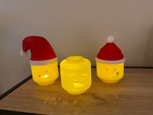 Lego tealight Heads with Christmas Hats