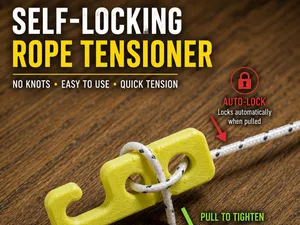 Self-Locking Rope Tensioner | No Knots, Easy Print