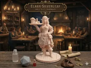 "Elara Silverleaf" the elven Barmaid