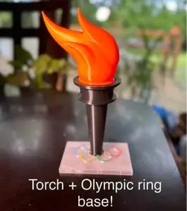 Olympic Torch with Olympic Ring base