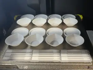 Paint mixing cup with lid and mixer stick