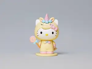 独角兽凯蒂猫-可爱Q版三丽鸥棒棒糖摆件女孩涂色玩具手办