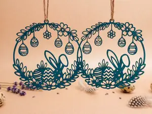 Easter Silhouette Wreath Decorative Door Wall Art