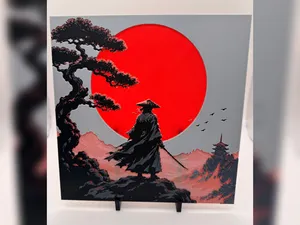 Ronin Beneath the Crimson Sun Hueforge Print