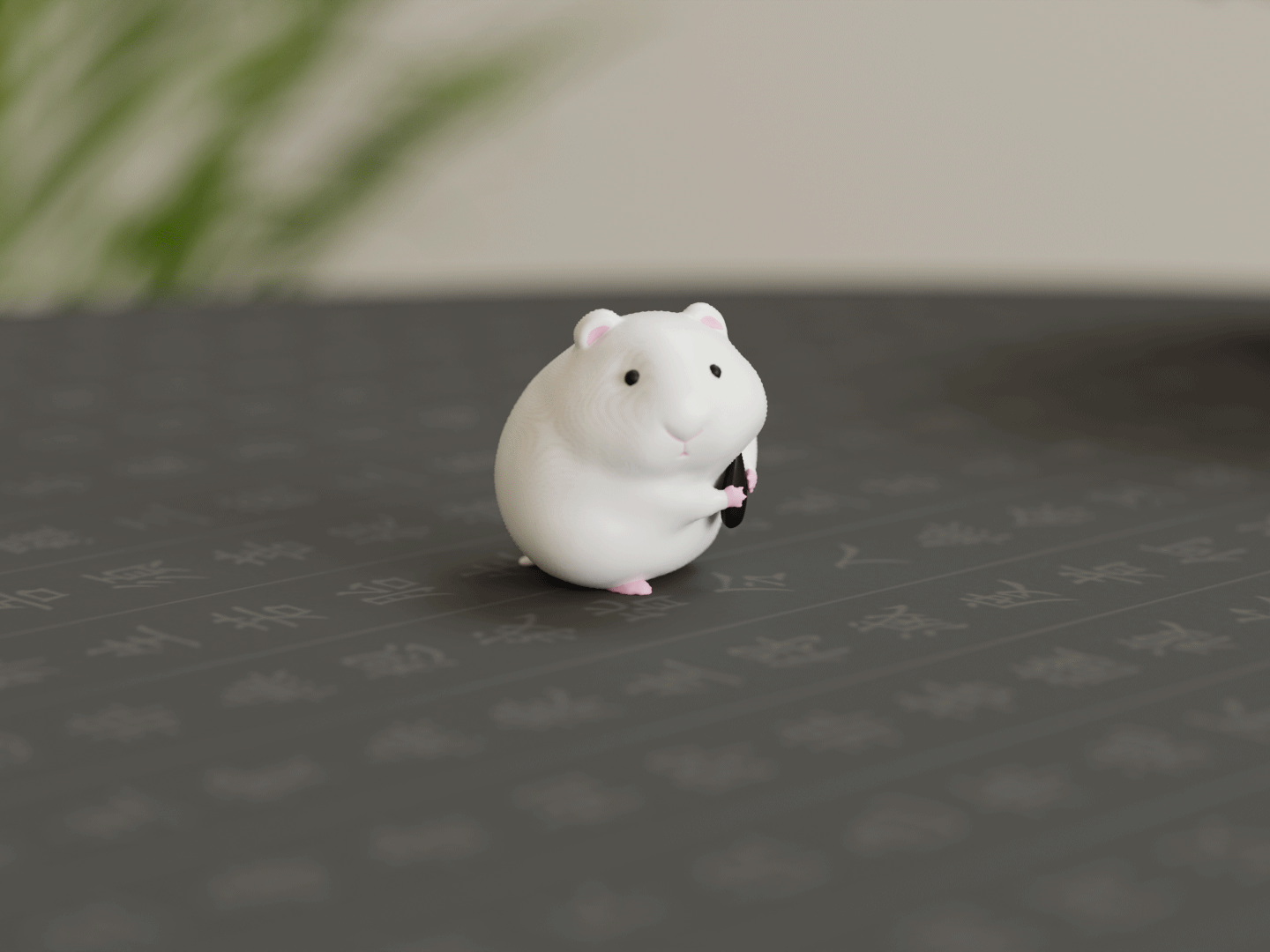 Cute hamster hugging sunflower seed ornament