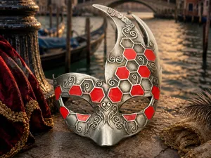 Maschera Veneziana Eleganza Cremisi