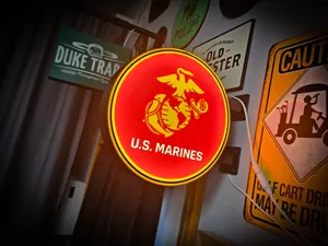 U.S. MARINES ~ 2-Sided Round Lightbox