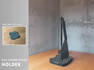 Rice spoon hook with drip tray