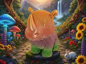 Rhinocéros laineux qui fait fondre les cœurs knit
