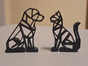 Statuine poligonali cane e gatto