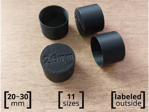 Round Furniture Leg Caps 20–30mm-11 Sizes-Labeled