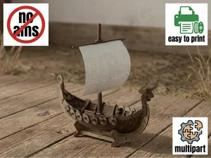 Viking Longship Drakkar-Multi-part Print - No AMS