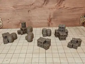 DnD Loot Piles - Barrels and Crates - Gaming Props