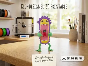 Kid-Designed Monster Flower – Creepy 3D Print