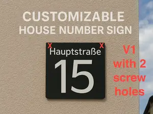 Hausnummernschild mit Straßennamen (2 Schrauben)