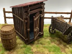 Wooden Outhouse, toilet, country style, scale 1:25