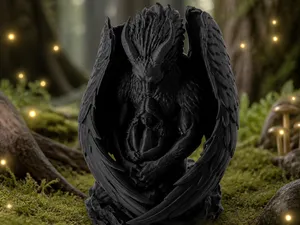Dark Griffin Guardian Statue - Fantasy Protector