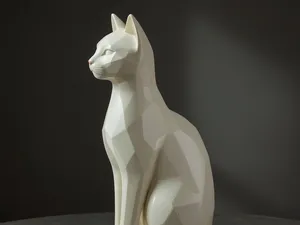 Modern Low Poly Cat Sculpture | Interior Decor