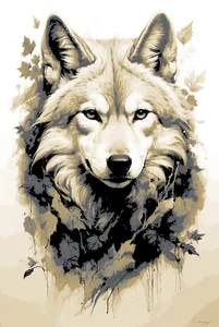 Wolf Portrait in Sepia - Hueforge