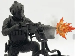 Soldier in shooting position (scale 1:35) Colored