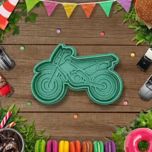 Motocross bike cookie cutter / stamp